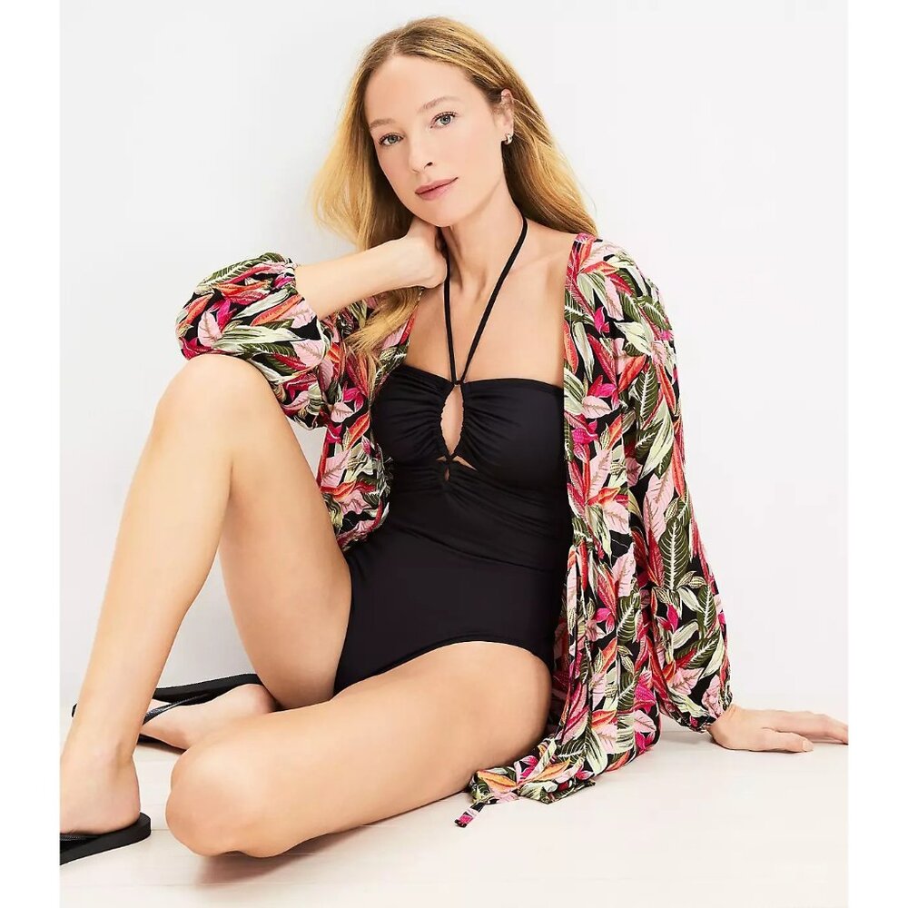 Ann Taylor Loft Beach Keyhole Bandeau One Piece Swimsuit XS
